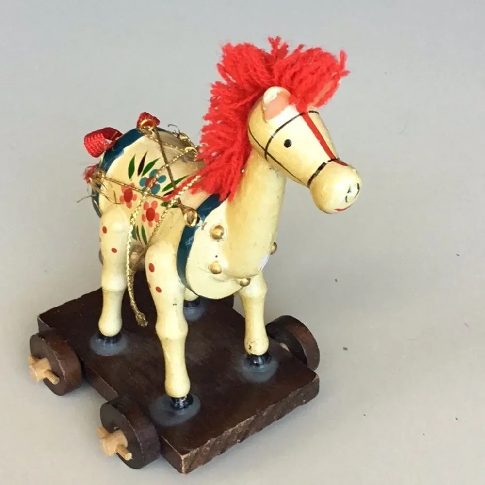 Horse drum Christmas tree ornament vintage nostalgia wooden tree hanging decor